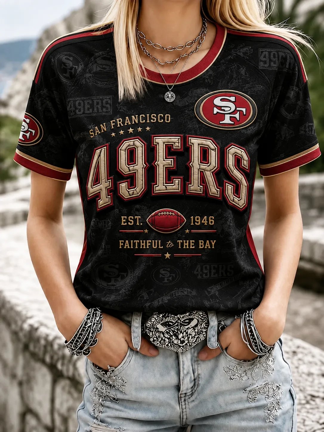 San Francisco 49ers Merch Faithful To The Bay Football T-Shirt Game Day Apparel Gifts For Fan