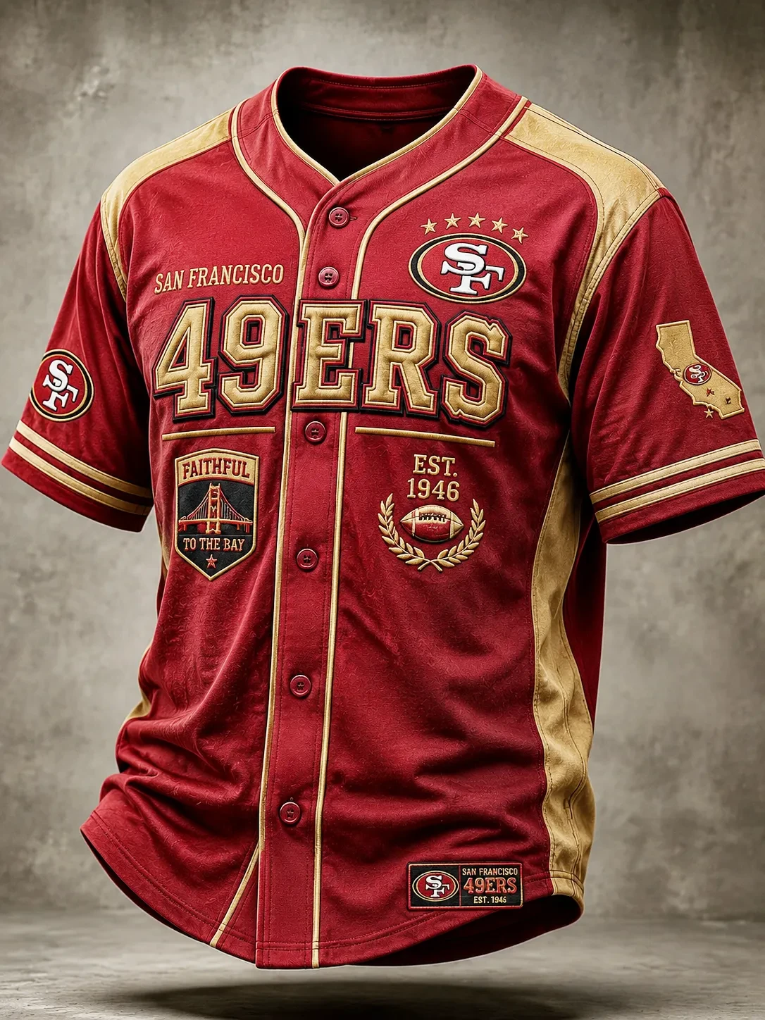 San Francisco 49ers Merch Game Day Baseball Jersey SF Football Apparel Presents For Him