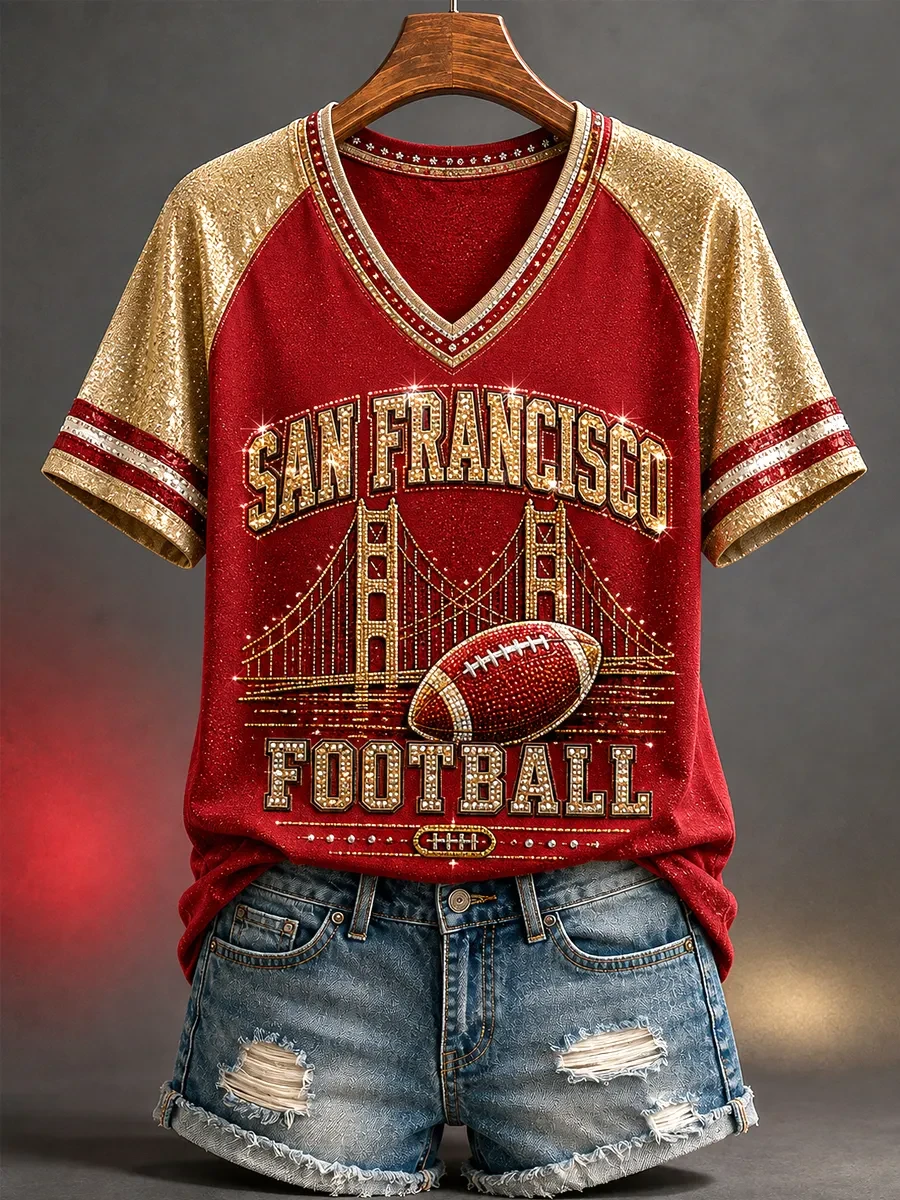San Francisco 49ers Merch Game Day Football V-Neck T-Shirt The Faithful Tee Fans Gifts San Francisco 49ers Merch Game Day Football V-Neck T-Shirt The Faithful Tee Fans Gifts