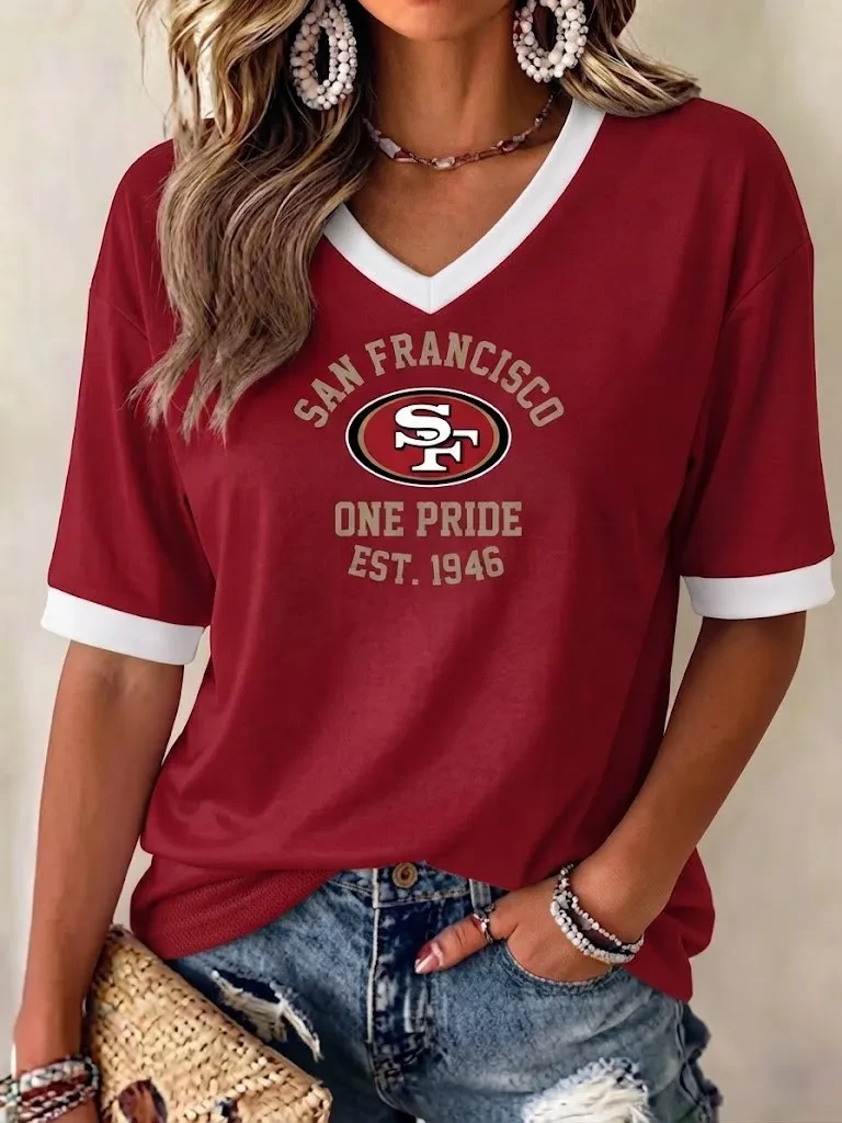 San Francisco 49ers Merch One Pride Est 1946 San Francisco Football V-Neck Shirt Game Day Outfit