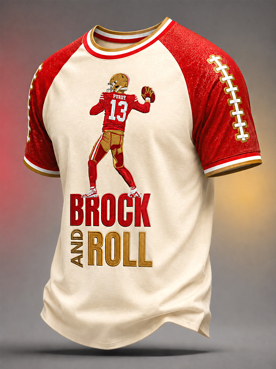 San Francisco 49ers Merch Purdy #13 Brock And Roll SF Football T-Shirt Gameday Gift For Fans