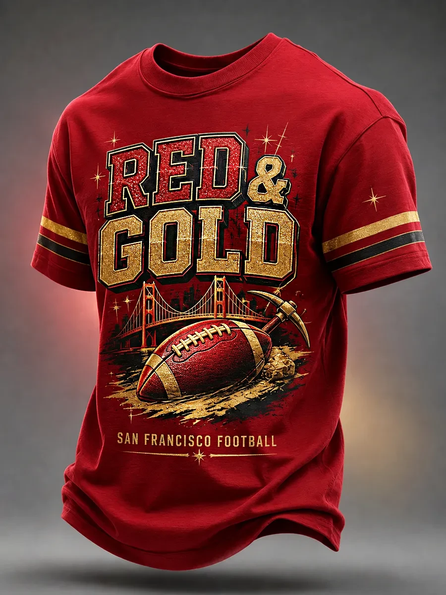 San Francisco 49ers Merch Red And Gold San Francisco Football T-Shirt Gameday Shirt Gifts