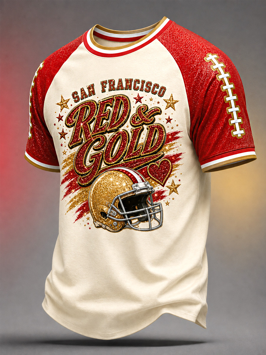 San Francisco 49ers Merch Red And Gold SF Football T-Shirt Gameday Gift For Football Lovers