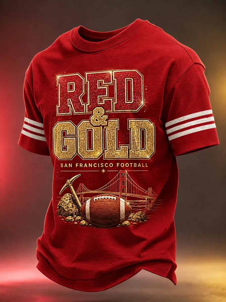 San Francisco 49ers Merch Red And Gold SF Football T-Shirt San Francisco Gameday Shirt Fan Gifts