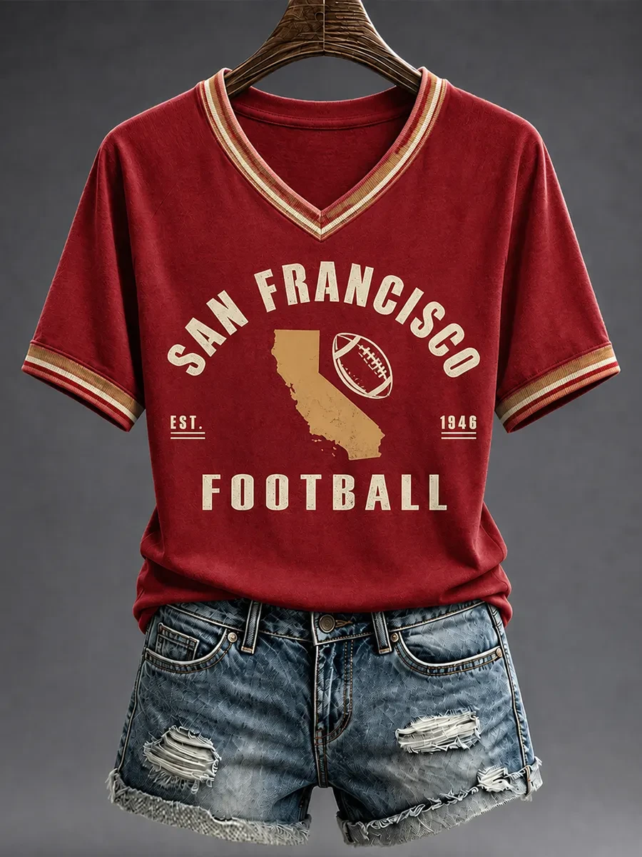 San Francisco 49ers Merch San Francisco Football Game Day V-Neck Shirt Gifts For SF Football Fan