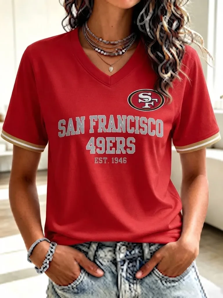San Francisco 49ers Merch San Francisco Football Game Day V-Neck Shirt Women Outfit Gift For Fan