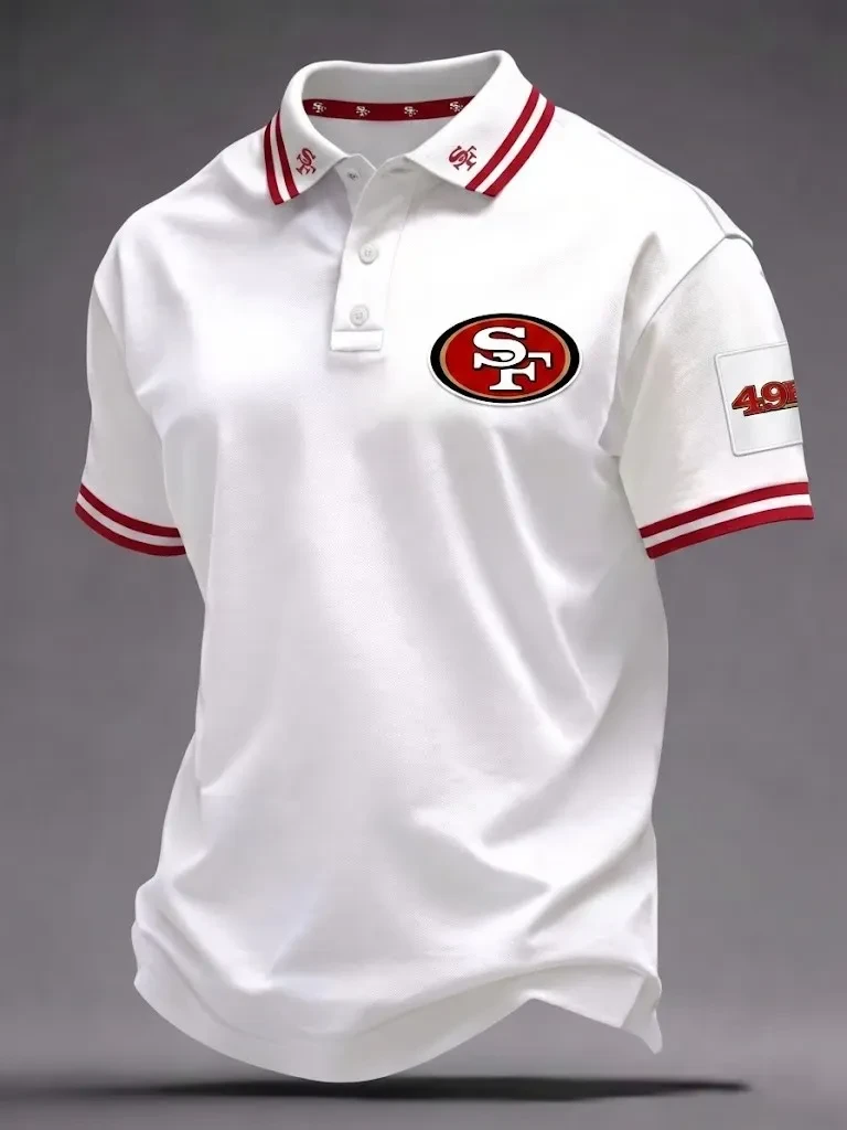 San Francisco 49ers Merch SF Football Polo Shirt Game Day Gear Best Gifts For Football Fans