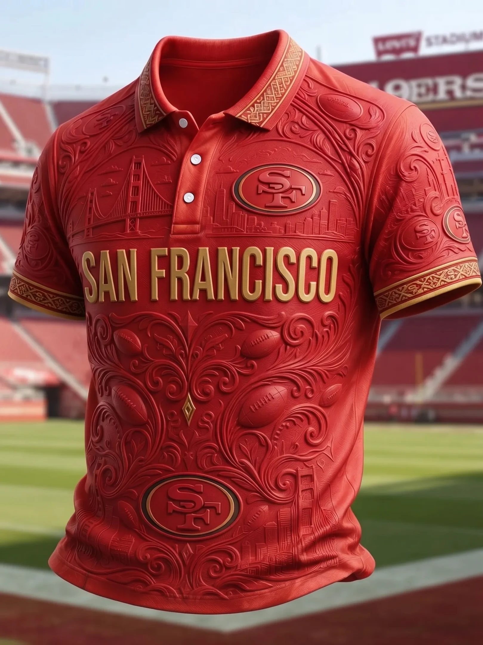 San Francisco 49ers Merch SF Football Polo Shirt Game Day Gear Presents For Football Fans
