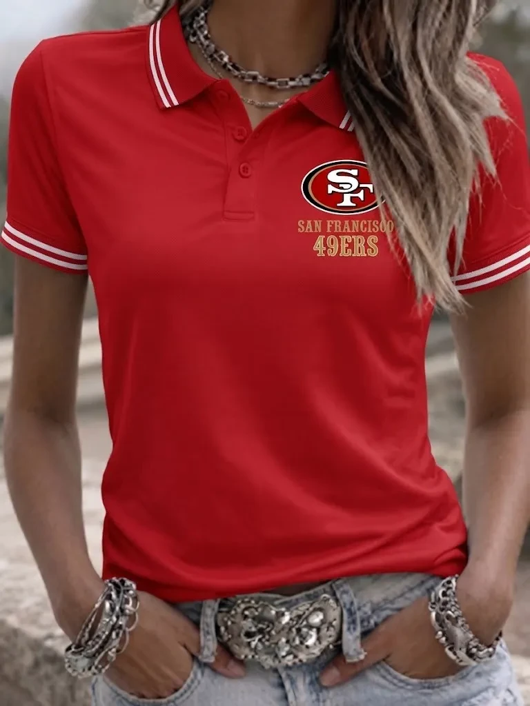 San Francisco 49ers Merch SF Football Polo Shirt Red Game Day Gear Presents For Football Lovers