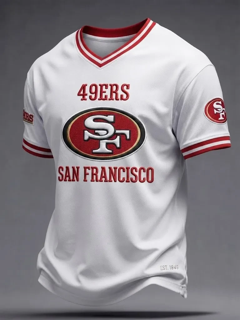 San Francisco 49ers Merch SF Football V-Neck T-Shirt Game Day Apparel Gifts For Brother