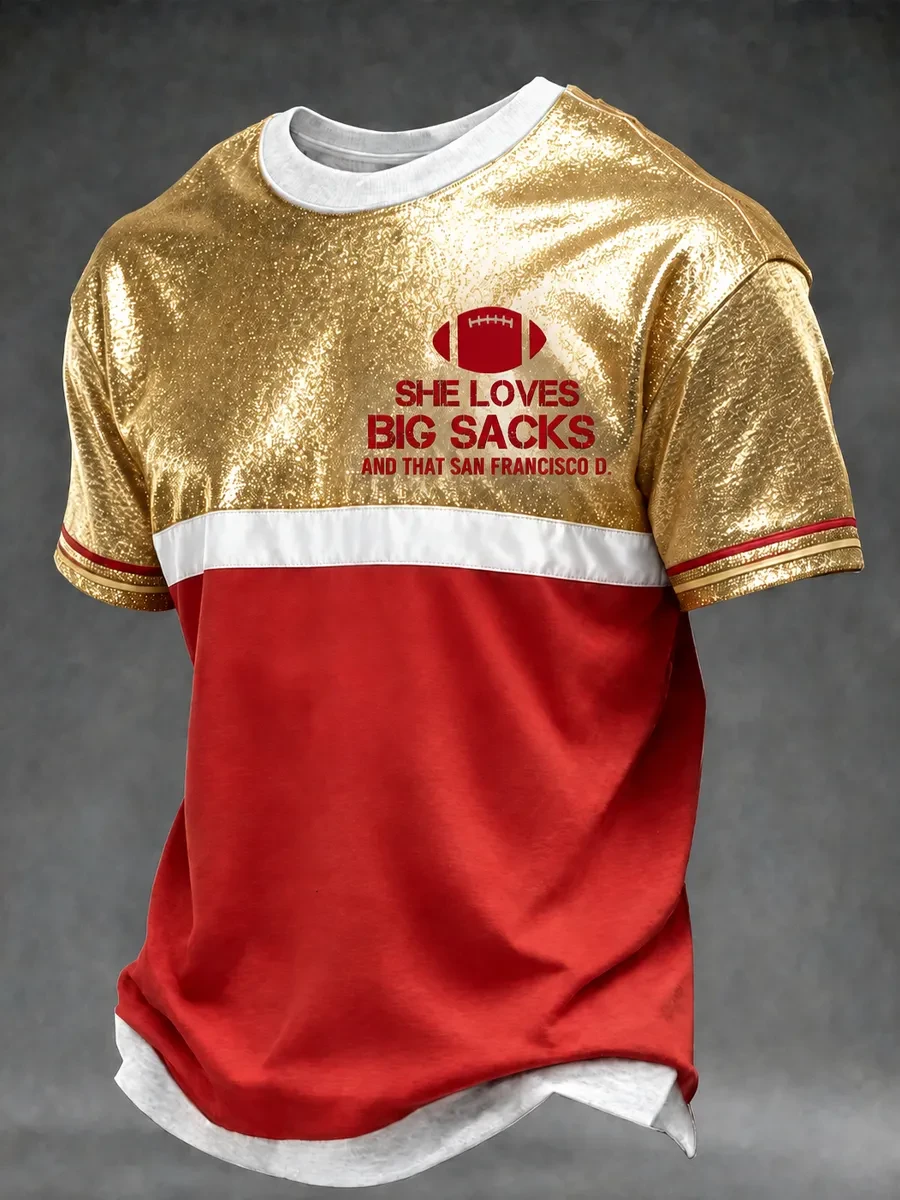 San Francisco 49ers Merch She Loves Big Sacks And That SF Football T-Shirt Game Day Gear