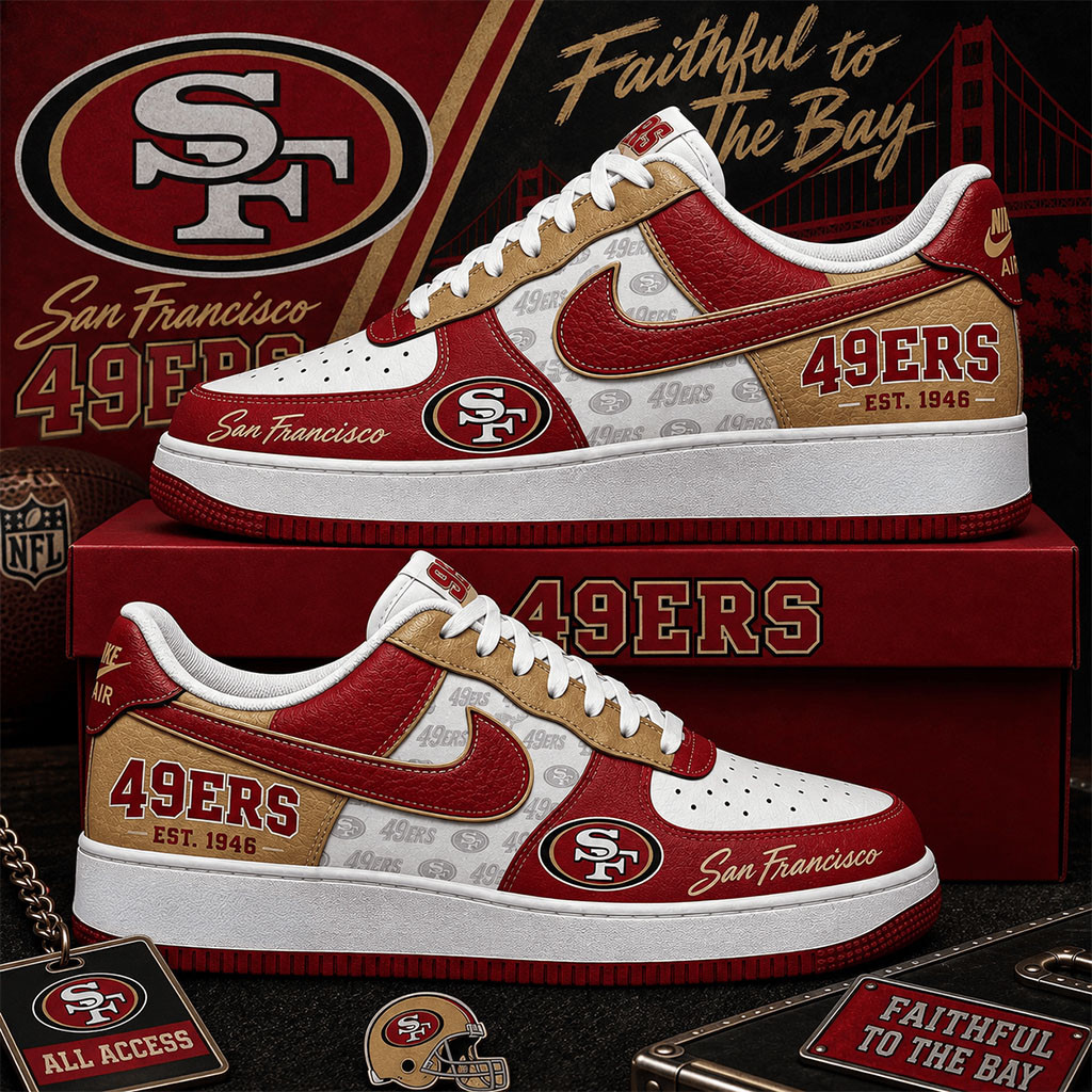 San Francisco 49ers Sneakers Faithful To The Bay Shoes SF 49ers Merch Best Football Gifts