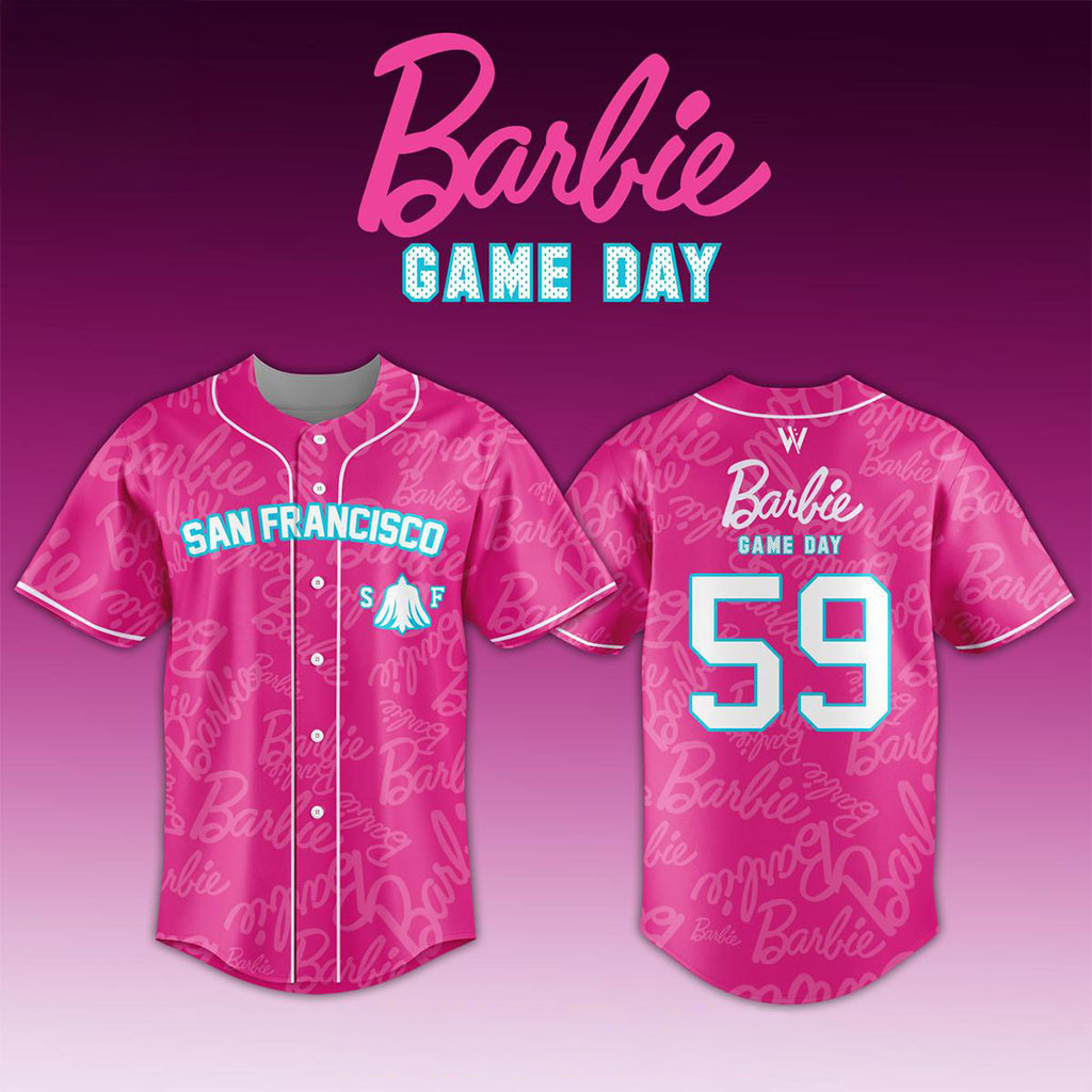 San Francisco Firebells Barbie Night 2026 WPBL Game Pink Baseball Jersey Firebells Merch San Francisco Firebells Barbie Night 2026 WPBL Game Pink Baseball Jersey Firebells Merch