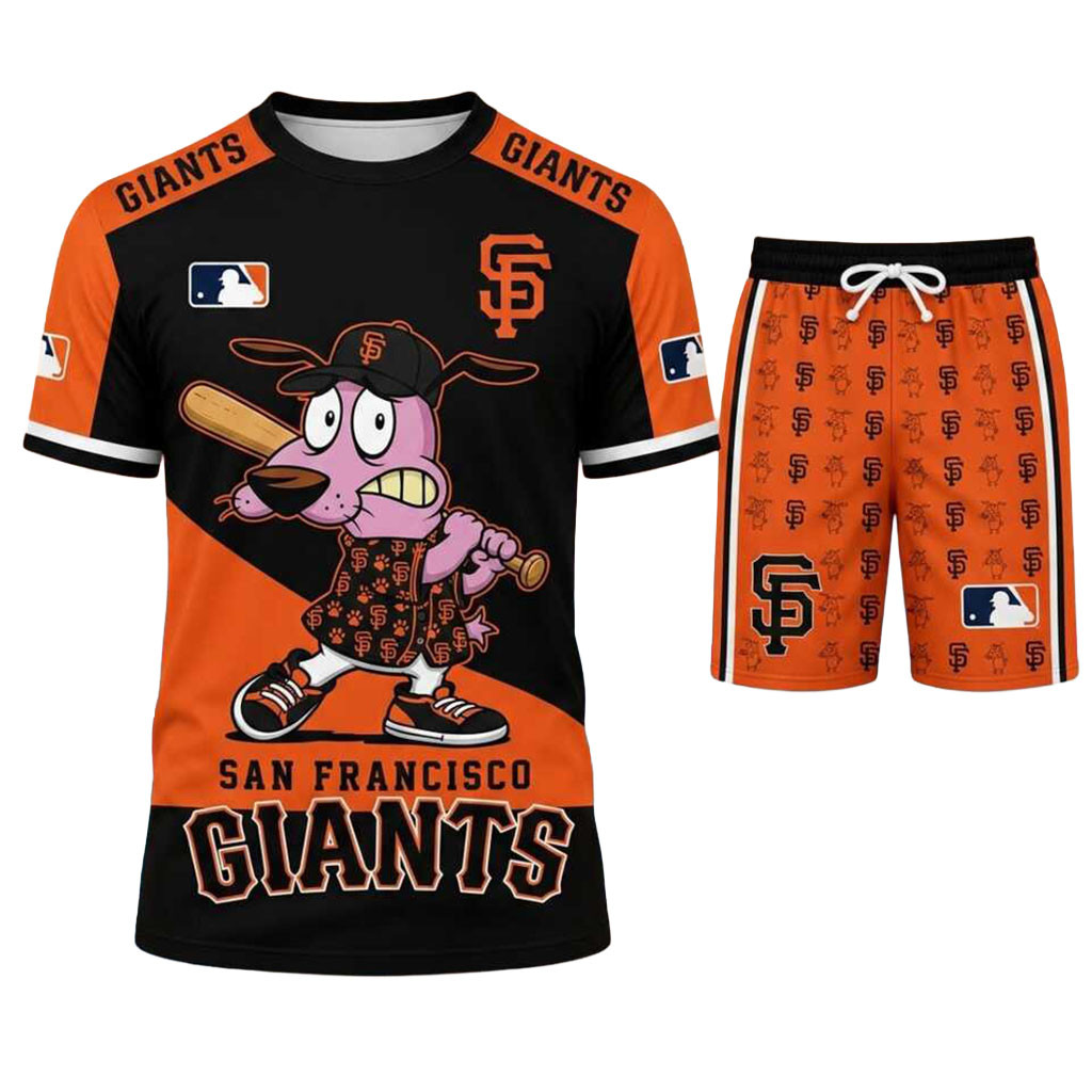 San Francisco Giants Courage The Cowardly Dog Shirt And Shorts Set Giants Merch Baseball Gifts