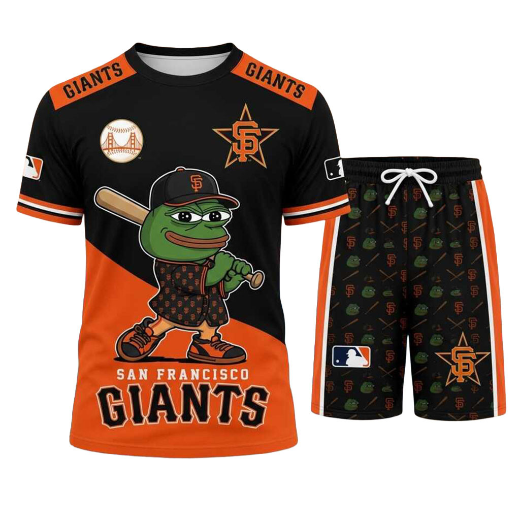 San Francisco Giants Frog Baseball Mascot Shirt And Shorts Set SF Giants Merch Fan Gifts
