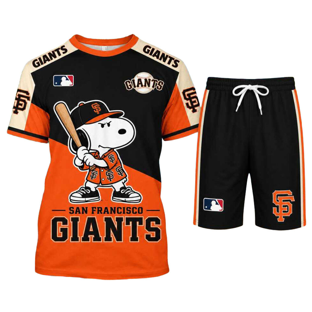 San Francisco Giants Snoopy Baseball Cartoon Character Shirt And Shorts SF Giants Merch Gifts
