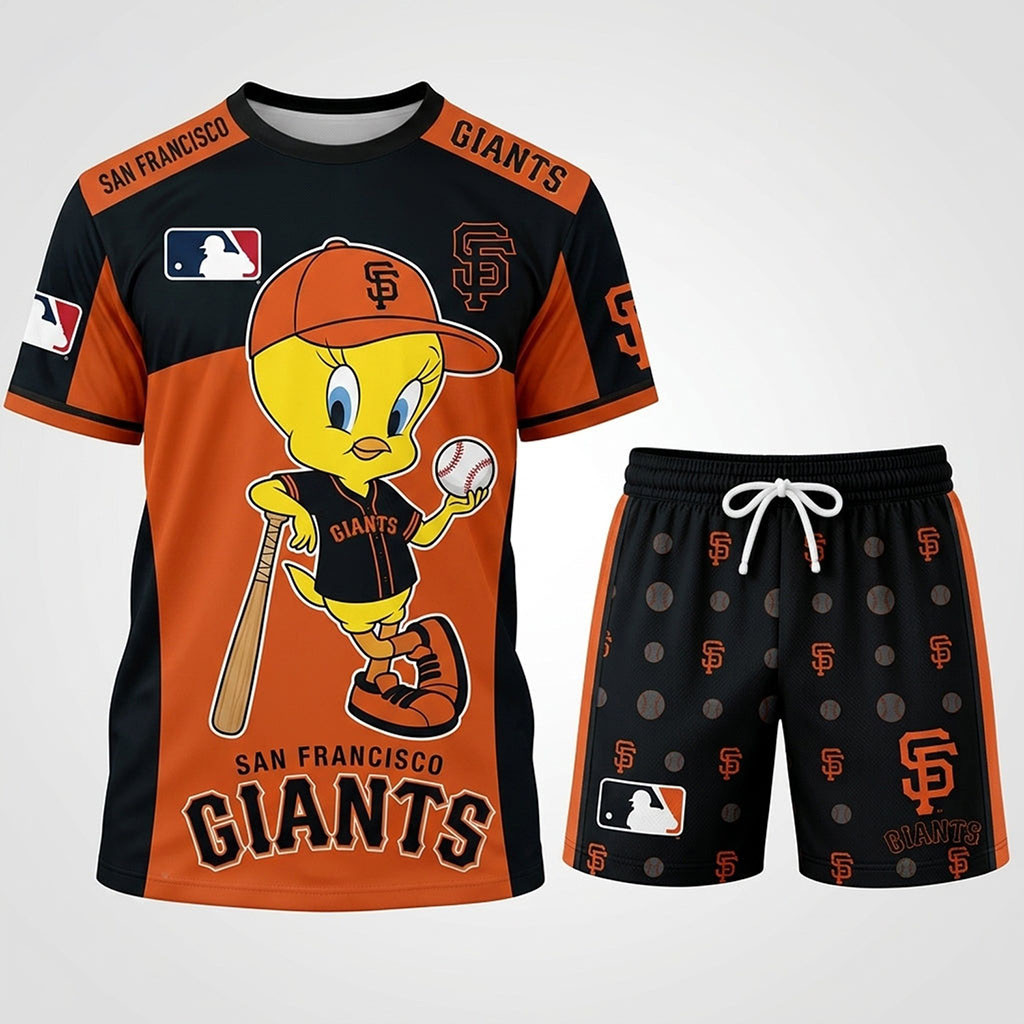 San Francisco Giants X Tweety Looney Tunes Shirt And Shorts Set SF Giants Merch Fan Present