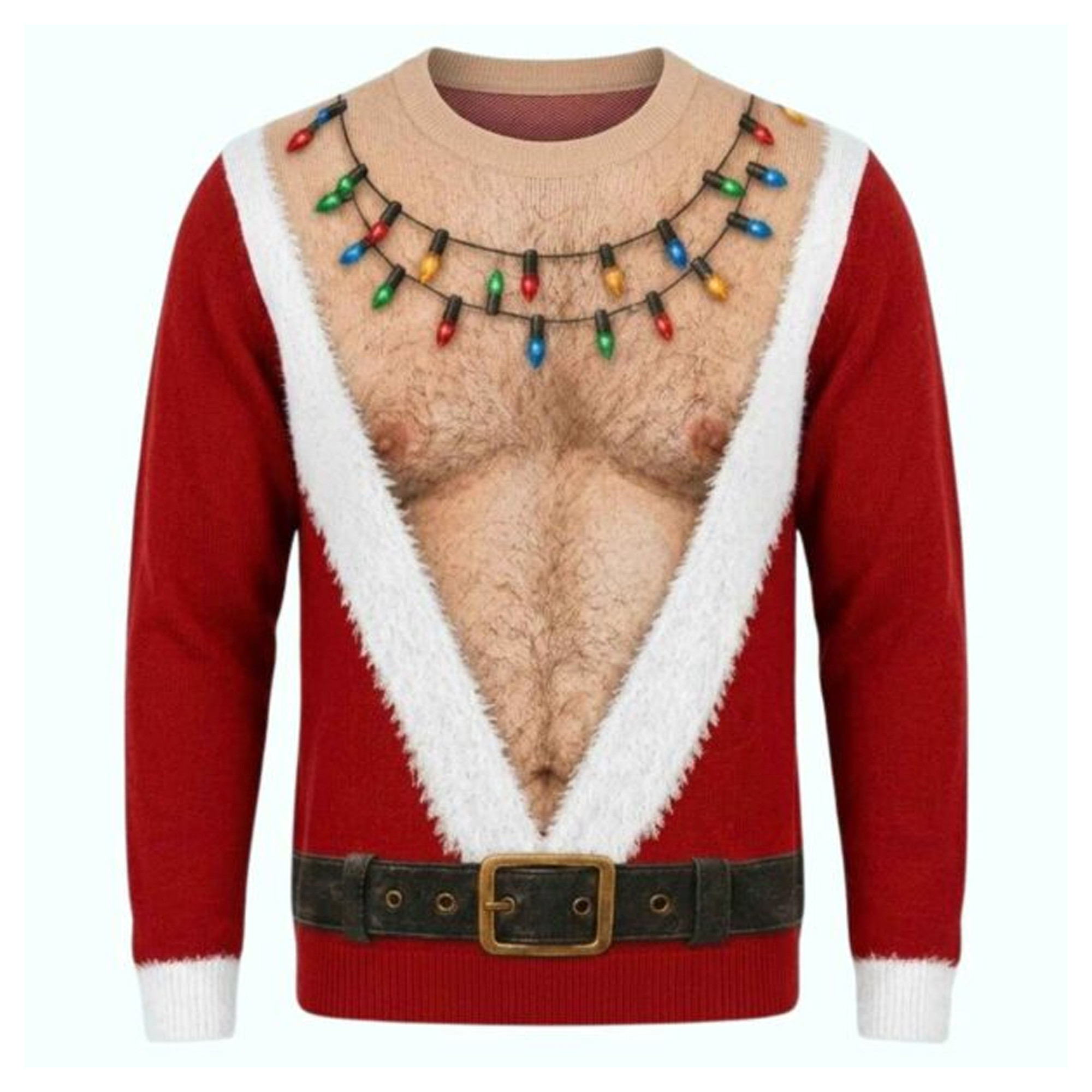 Santa Hairy Chest Ugly Christmas Sweater