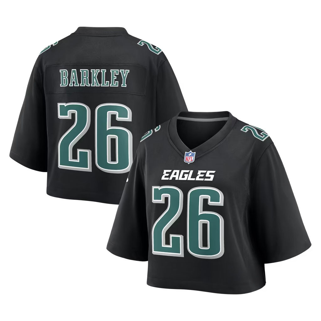 Saquon Barkley Merch 2026 Philadelphia Eagles #26 Saquon Barkley Cropped Fashion Game Jersey