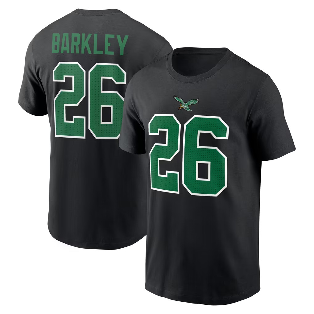 Saquon Barkley Merch 2026 Philadelphia Eagles#26 Saquon Barkley Black T-Shirt Football Fan Gift