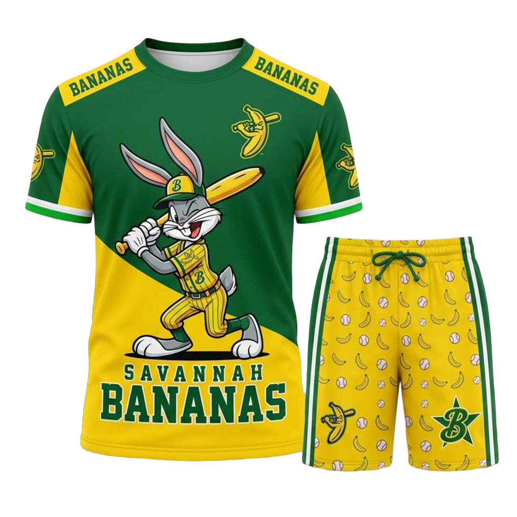 Savannah Bananas Bug Bunny Shirt And Shorts Set Savannah Bananas Merch Baseball Fans Gifts