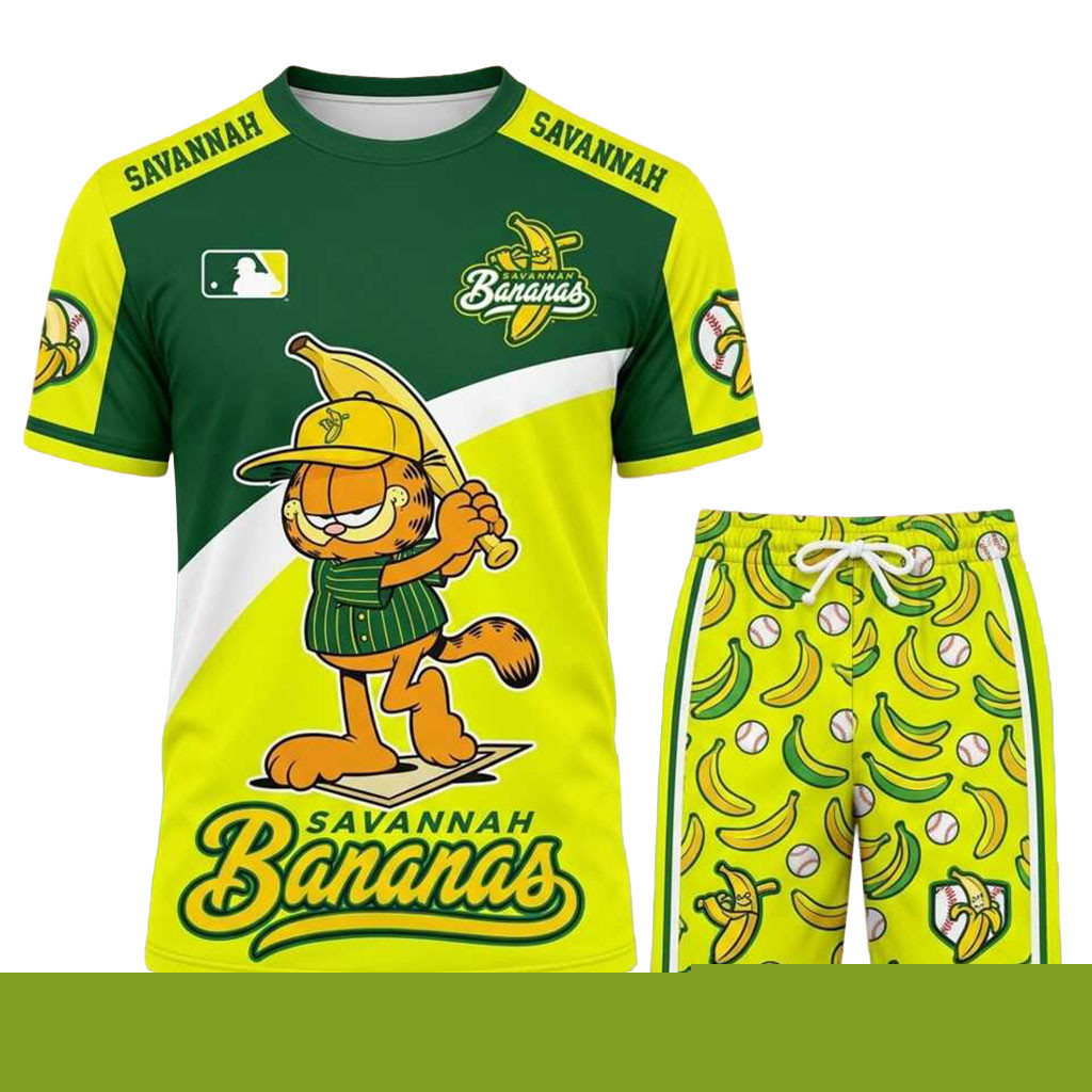 Savannah Bananas Garfield Shirt And Shorts Set Savannah Bananas Merch Present For Baseball Fans