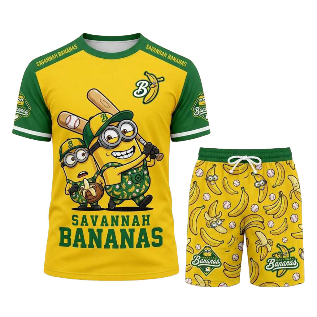 Savannah Bananas Minions Baseball Team Shirt And Shorts Set Savannah Bananas Merch Fan Gifts