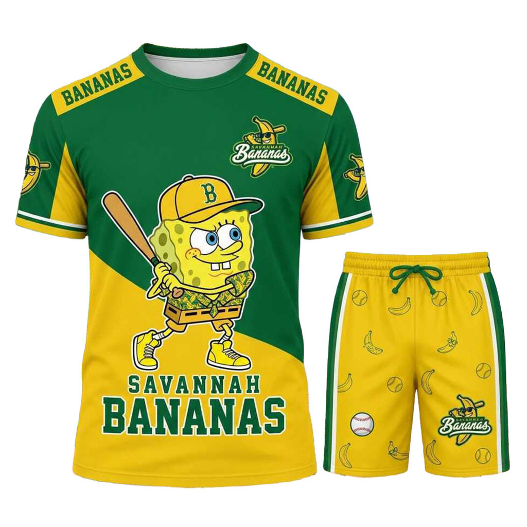 Savannah Bananas SpongeBob Shirt And Shorts Savannah Bananas Merch Present For Baseball Lover