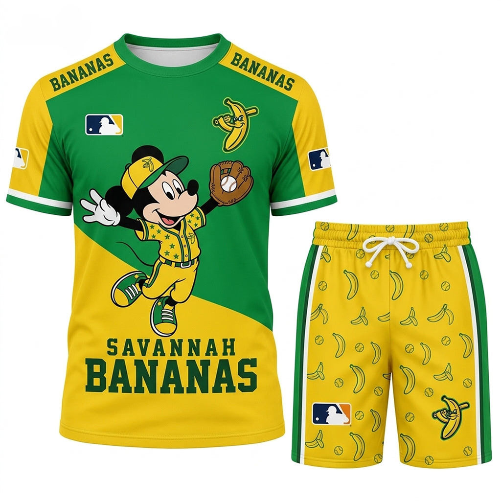 Savannah Bananas X Mickey Mouse T-Shirt And Shorts Set Sport Outfits Savannah Bananas Merch Savannah Bananas X Mickey Mouse T-Shirt And Shorts Set Sport Outfits Savannah Bananas Merch
