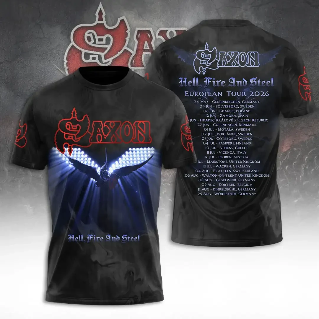 Saxon Hell Fire and Steel 2026 T-Shirt Saxon Merch Gifts For Band Fans