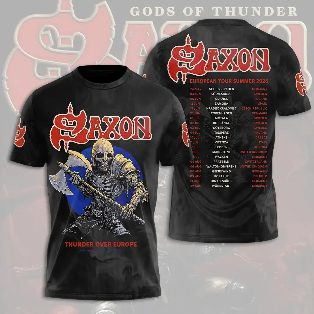 Saxon Thunder Over Europe 2026 T-Shirt Saxon Merch Gifts For Music Band Fans