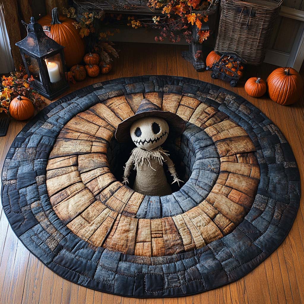 Scarecrow Hollow Quilted Round Mat Scary House Decor Cool New Home Gifts