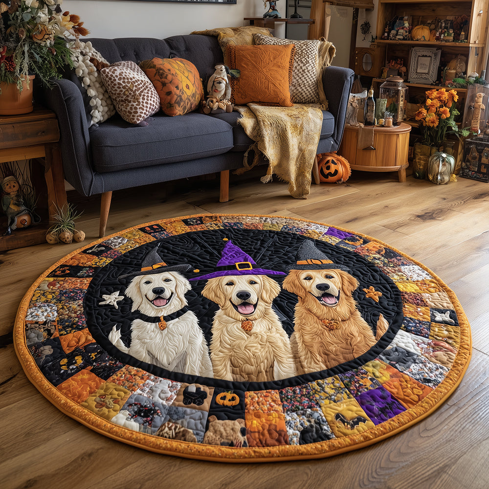 Scary Retriever Quilted Round Mat Halloween Room Decor Gift Items For New House