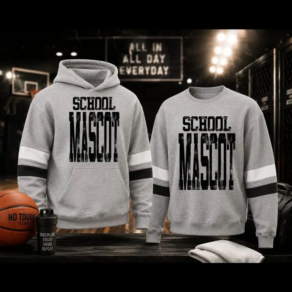 School Mascot Striped Sleeve Hoodie Birthday Gift Ideas For Brothers