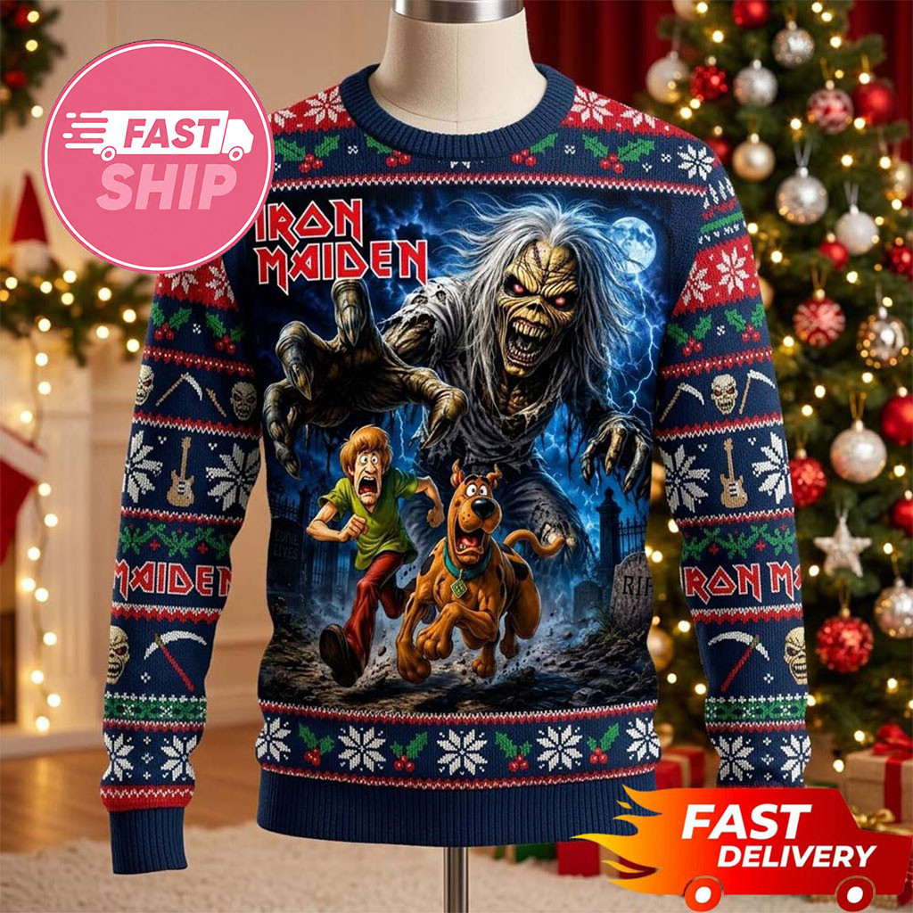 Scooby Doo x Iron Maiden Christmas Horror Night Ugly Sweater Iron Maiden Merch Gifts For Xmas