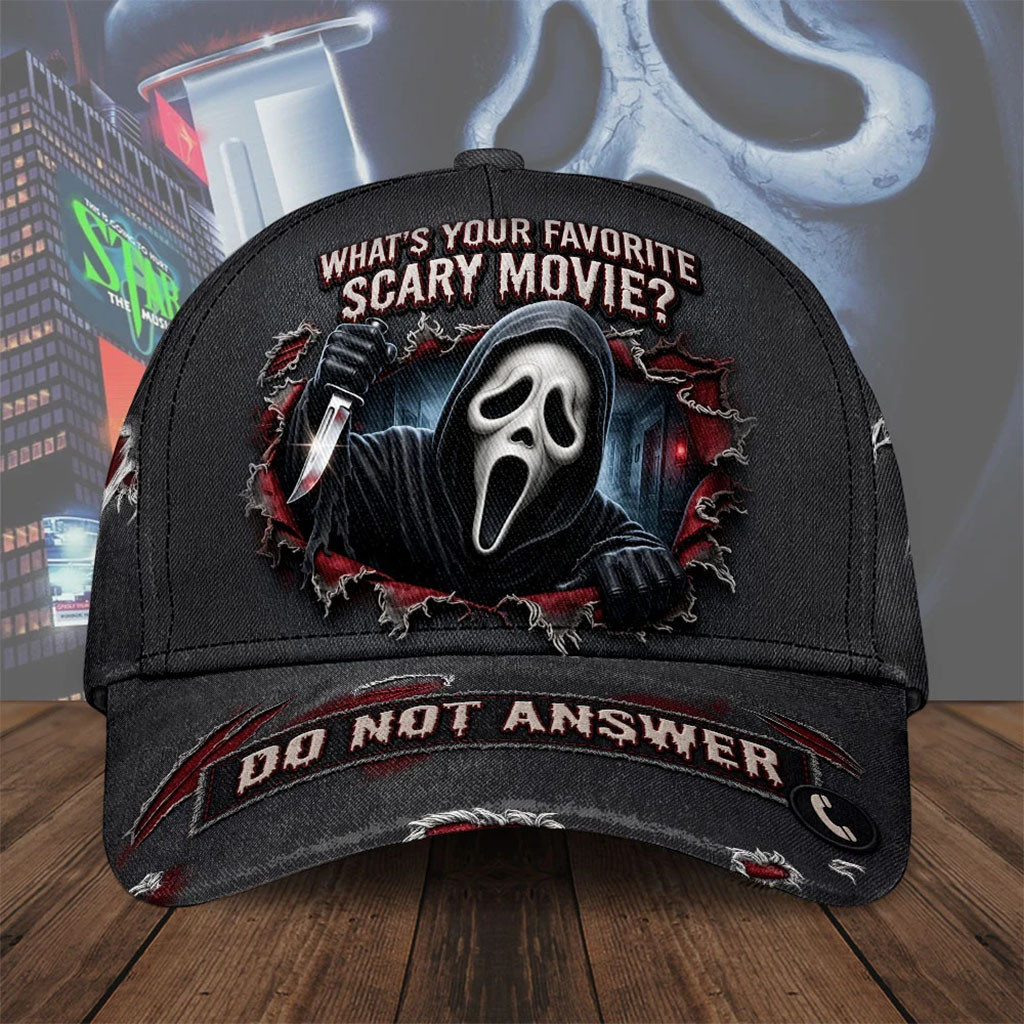 Scream Ghost Face Hat What's Your Favorite Scary Movie Do Not Answer Chapter Scream Movie Merch