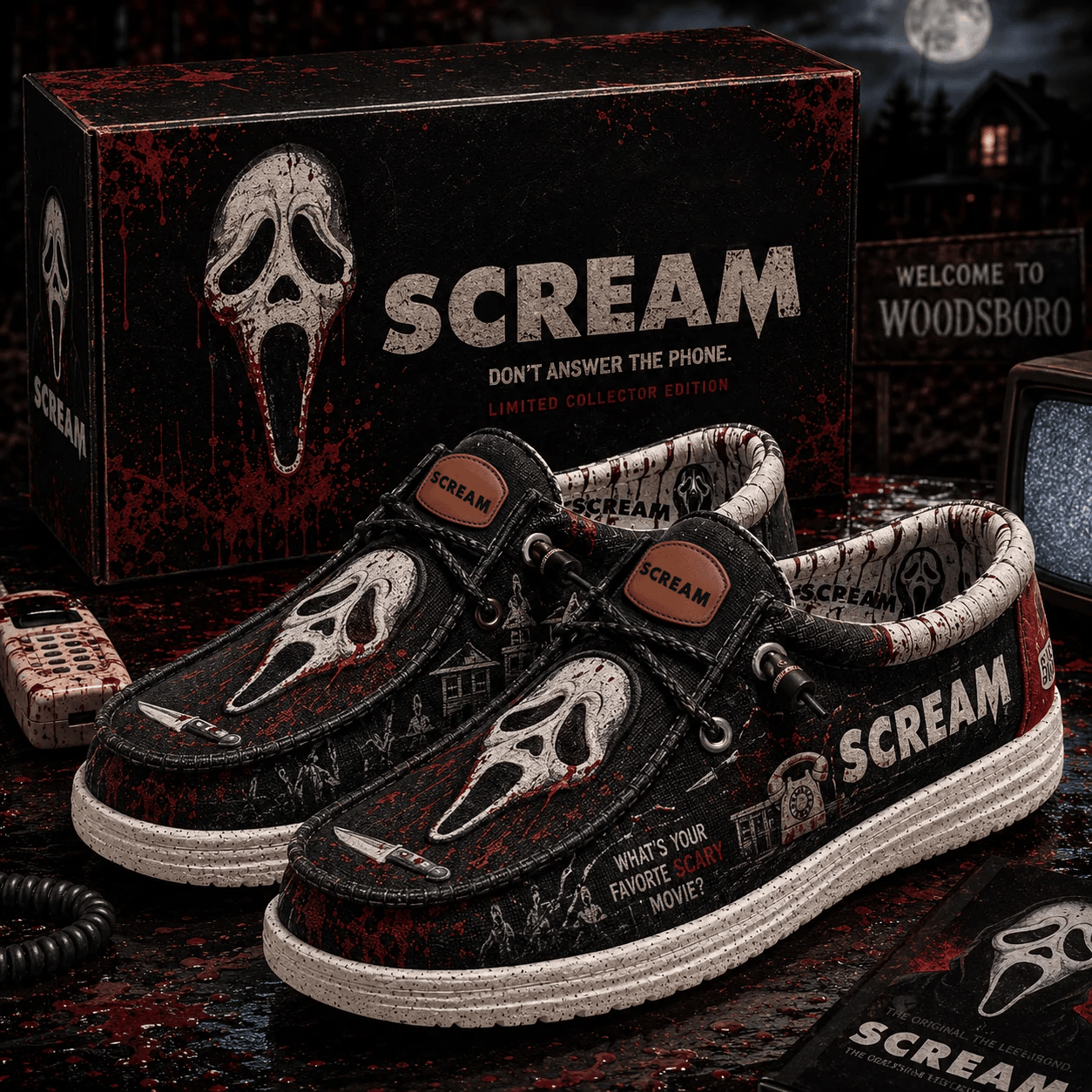 Scream Ghostface Shoes Masked Slasher Horror Loafers Scream Movie Merch Gift For Horror Fans