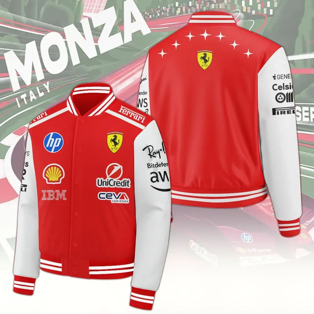 Scuderia Ferrari Monza 2026 Varsity Jacket Scuderia Ferrari Merch Best Gifts For Racing Fan