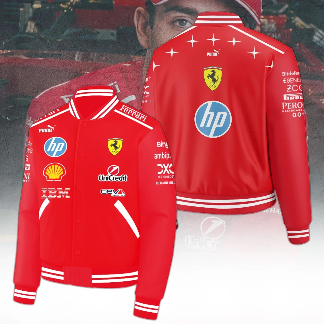 Scuderia Ferrari Monza Grand Prix 2026 Varsity Jacket Scuderia Ferrari Merch F1 Apparel