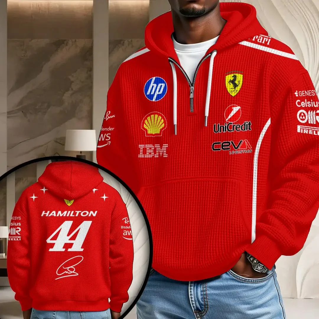 Scuderia Ferrari X Lewis Hamilton Monza Grand Prix 2026 Quarter Zip Hoodie Gift For F1 Fans