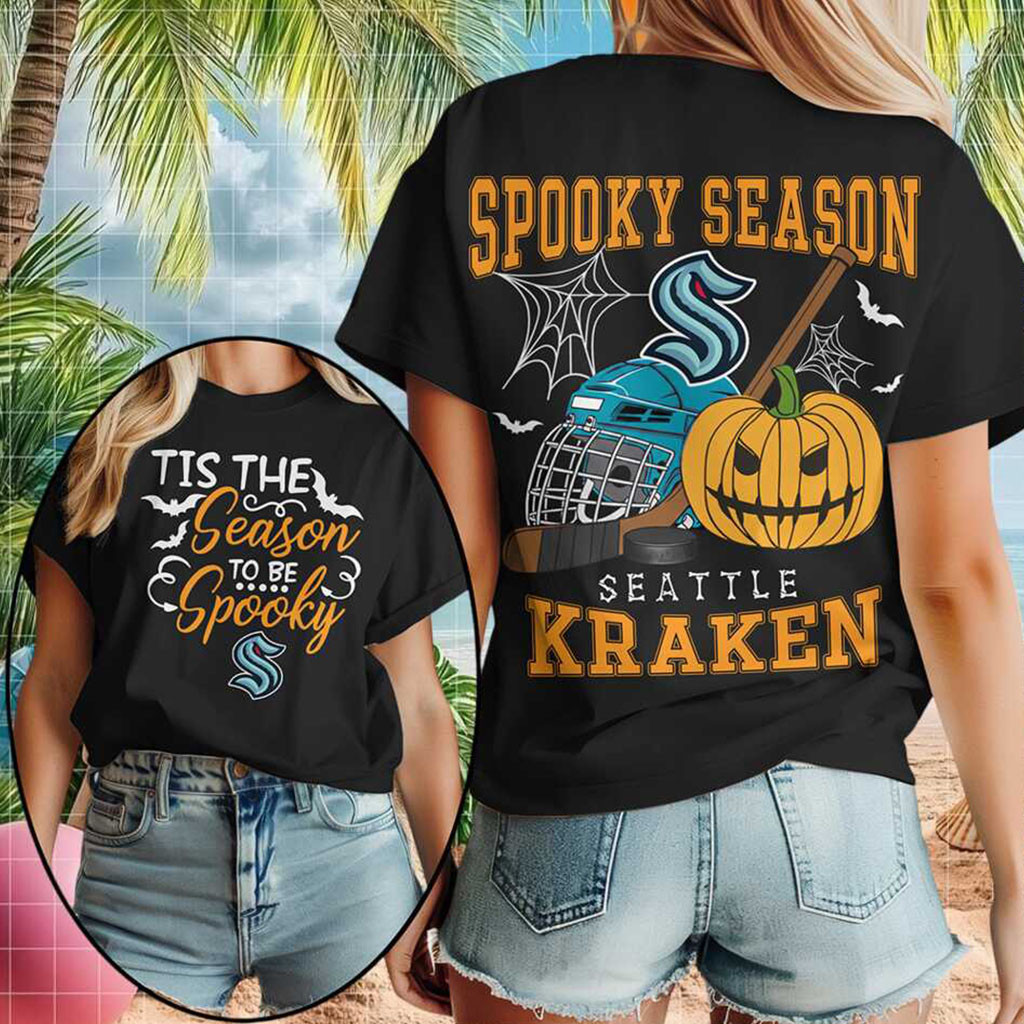 Seattle Kraken Spooky Season Halloween Pumpkin Shirt Seattle Kraken Merch Gifts For Fans Seattle Kraken Spooky Season Halloween Pumpkin Shirt Seattle Kraken Merch Gifts For Fans