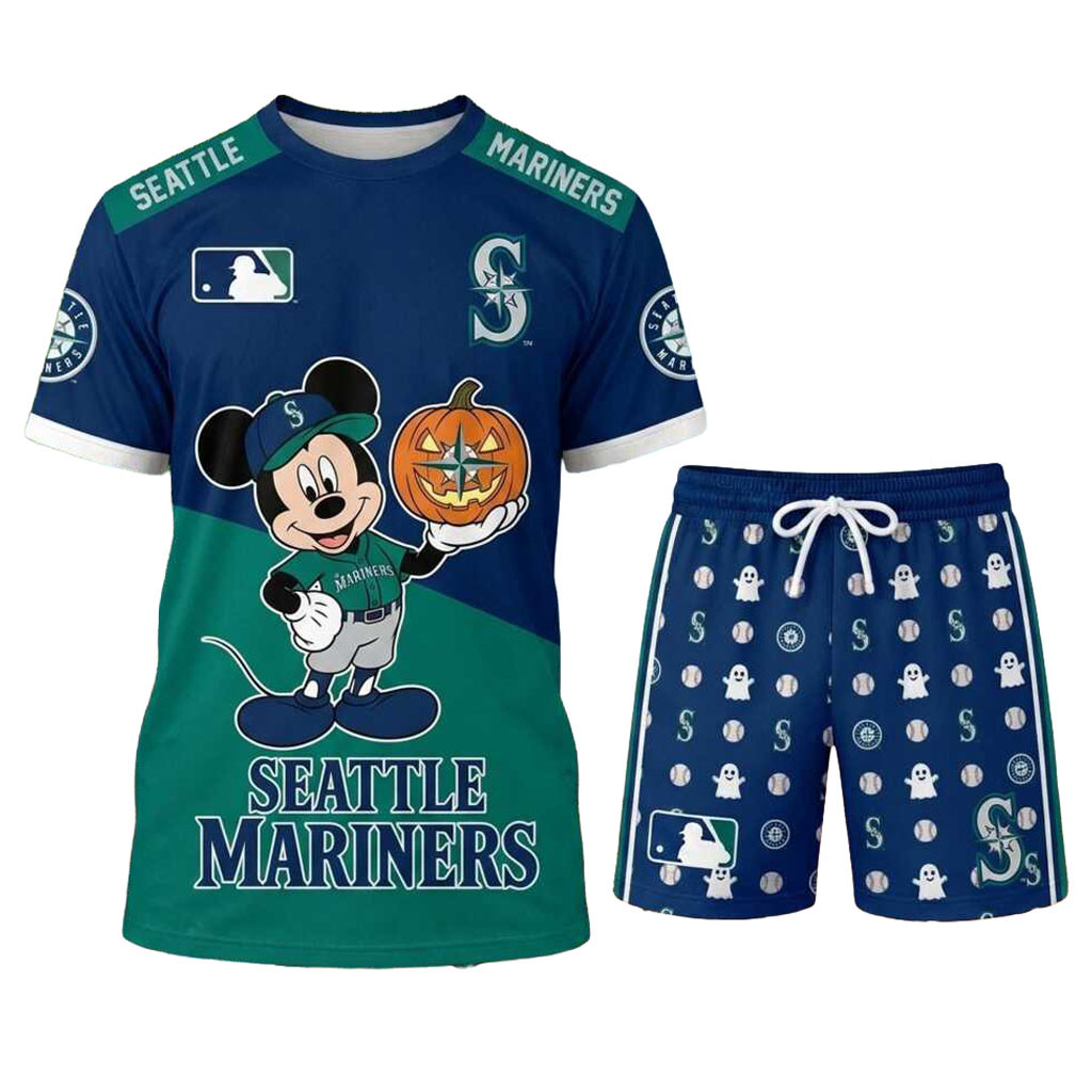 Seattle Mariners Mickey Mouse Halloween Compass Pumpkin Shirt And Shorts Seattle Mariners Merch