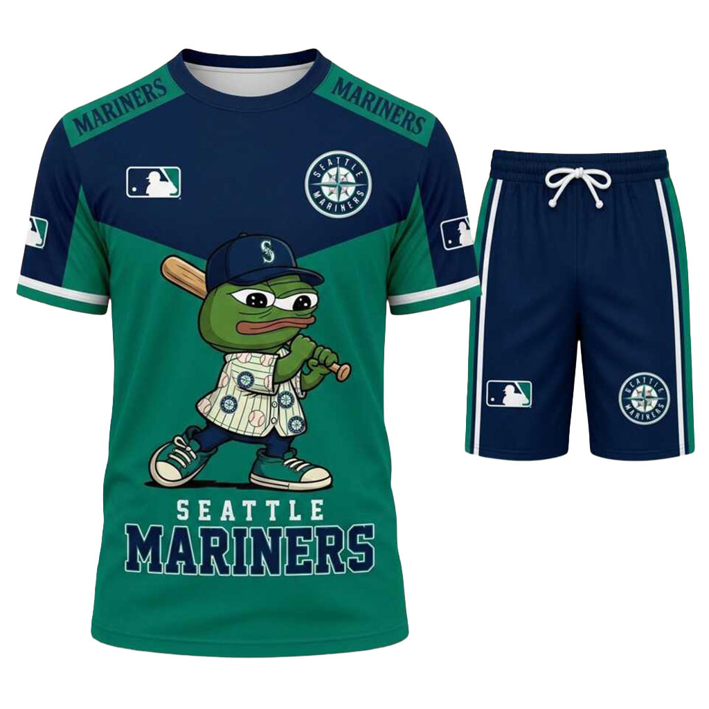 Seattle Mariners Pepe The Frog Shirt And Shorts Set Seattle Mariners Merch Baseball Fan Gifts