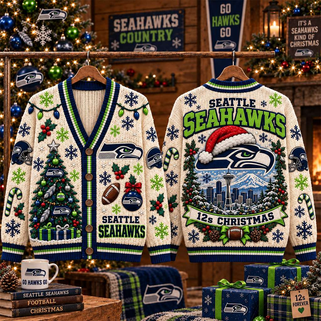 Seattle Seahawks 12s Christmas Cardigan Seahawks Merch Christmas Gifts For Football Fans Seattle Seahawks 12s Christmas Cardigan Seahawks Merch Christmas Gifts For Football Fans