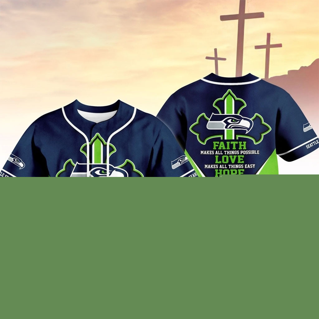 Seattle Seahawks Blessed Beyond The Score Baseball Jersey Seattle Seahawks Merch Fan Gifts