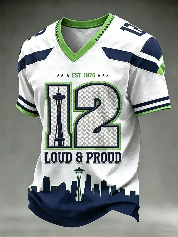 Seattle Seahawks Merch #12 Loud And Proud Seattle Football V-Neck Shirt Game Day Gifts For Him Seattle Seahawks Merch #12 Loud And Proud Seattle Football V-Neck Shirt Game Day Gifts For Him