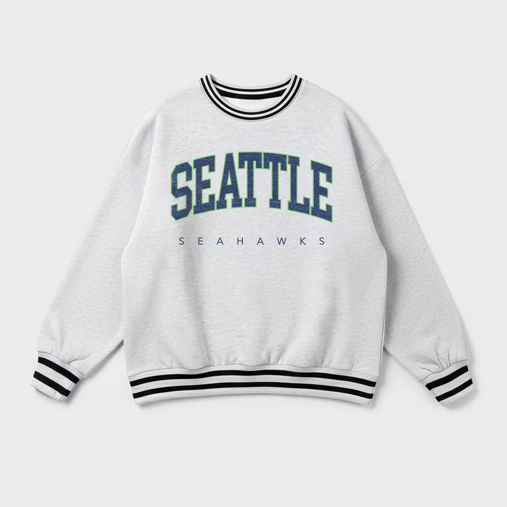 Seattle Seahawks Merch 2026 Gameday Couture Seattle Seahawks Easy Energy Ringer Stripe Sweatshirt