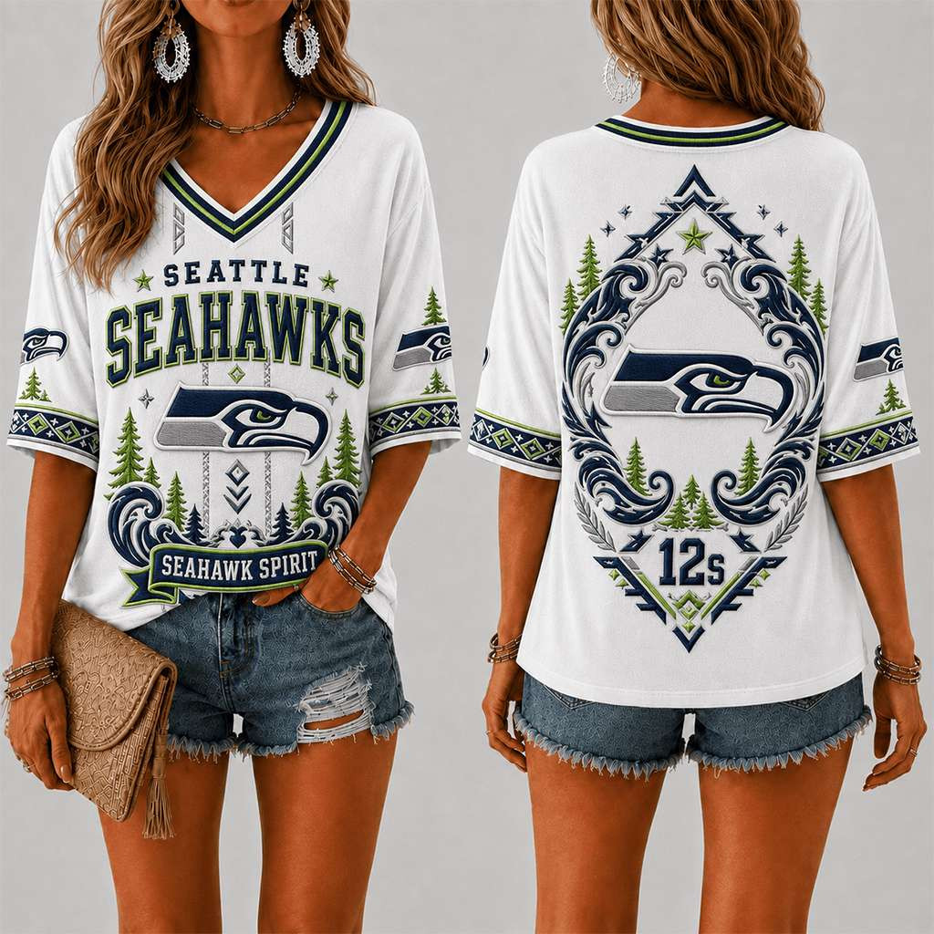 Seattle Seahawks Merch Seahawk Spirit V-Neck 12s Game Day Football Outfits Gift For Fans