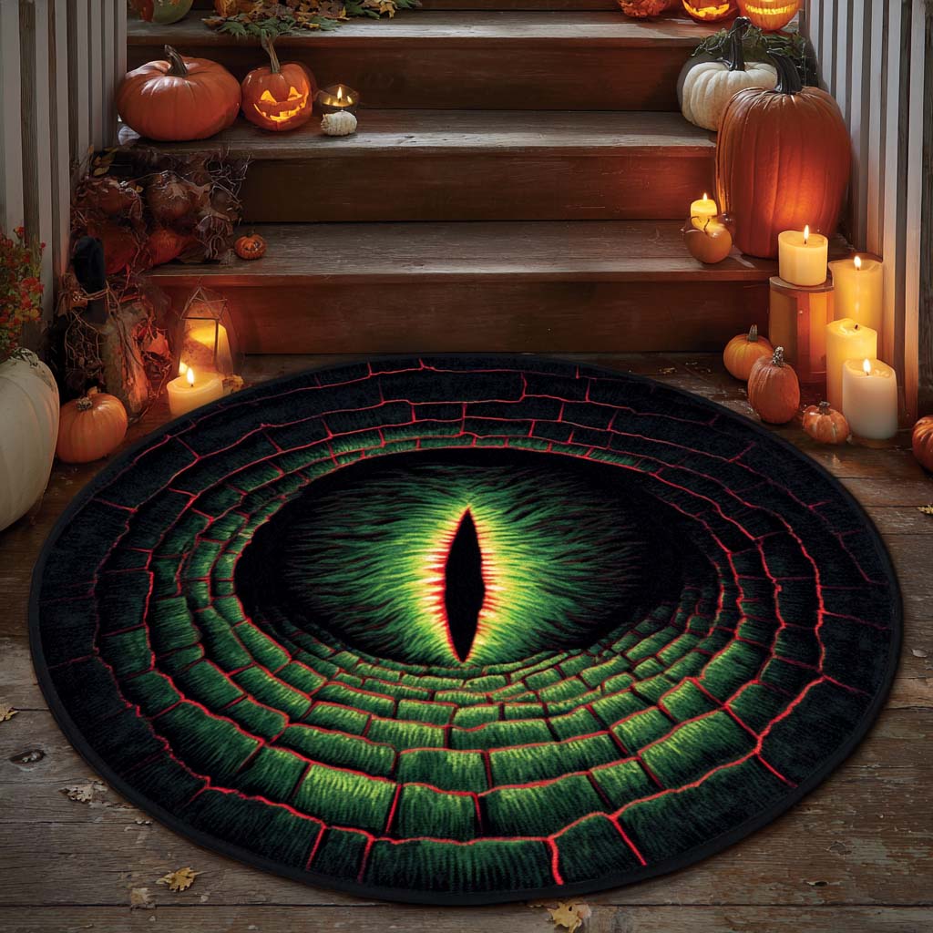 Serpent Eye Quilted Round Mat Living Room Halloween Decorations Indoor Good New House Gifts