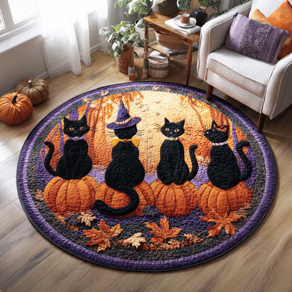 Shadow Paws Quilted Round Mat Living Room Halloween Ideas New Home Presents